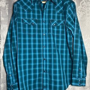 Brad Paisely Moonshine Spirit brand Stylish Teal Plaid Men's Button Down Shirt
